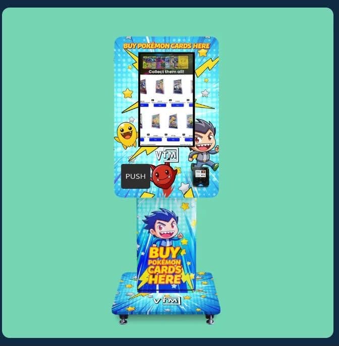 Client-supplied freestanding trading-card vending machine